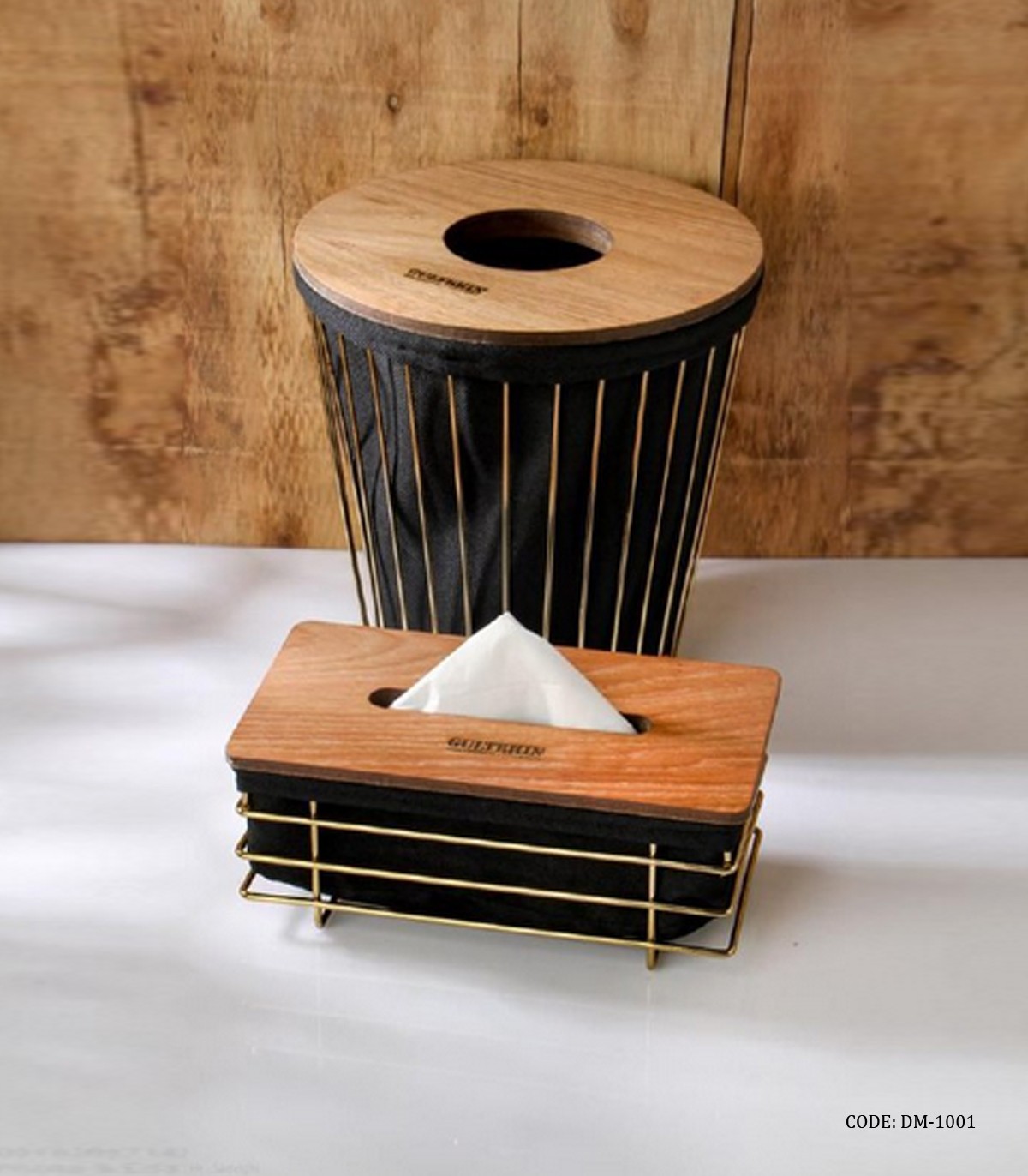 ست سطل و دستمال فلزی با کاور پارچه ای طرح ساحل