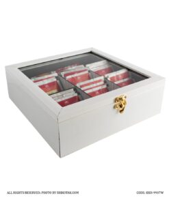 جعبه تی بگ هفت خانه سفید چوبی ساده