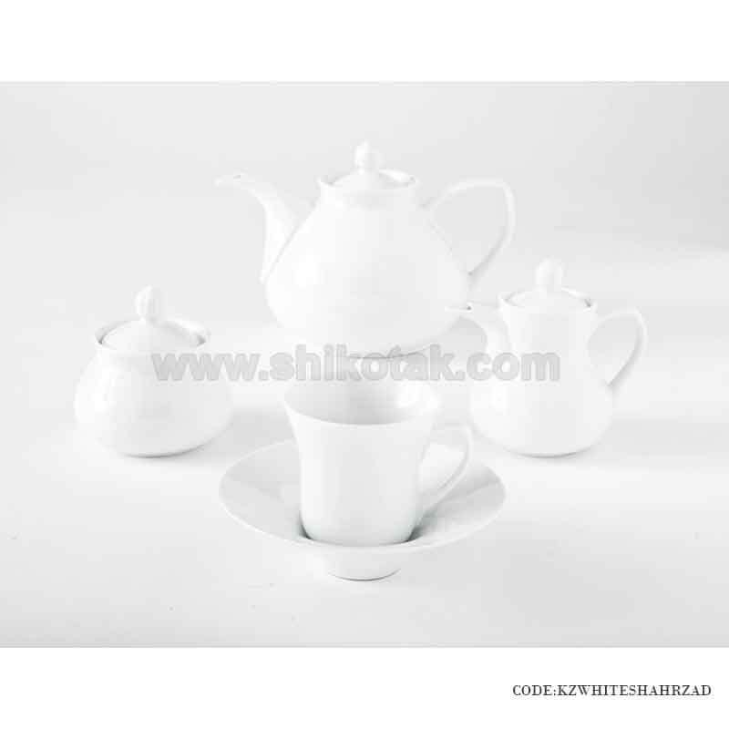 سرویس چای خوری جدید 6 نفره زرین طرح سفید