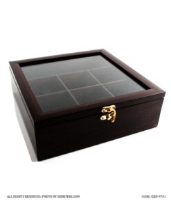 جعبه تی بگ چوبی هفت خانه قهوه ای ساده