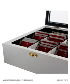 جعبه تی بگ هفت خانه سفید چوبی ساده