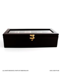 جعبه تی بگ چوبی قهوه ای چهارخانه ساده