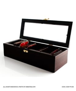 جعبه تی بگ چوبی قهوه ای چهارخانه ساده