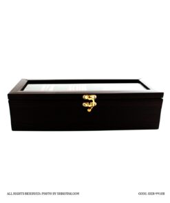 جعبه تی بگ چوبی قهوه ای چهارخانه ساده