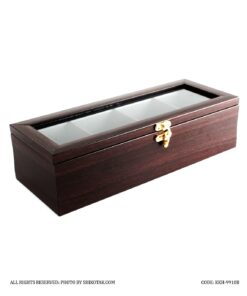 جعبه تی بگ چوبی قهوه ای چهارخانه ساده