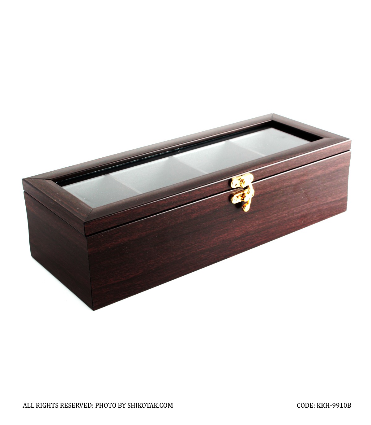 جعبه تی بگ چوبی قهوه ای چهارخانه ساده