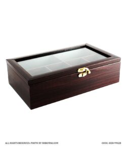 جعبه تی بگ شش خانه چوبی قهوه ای ساده