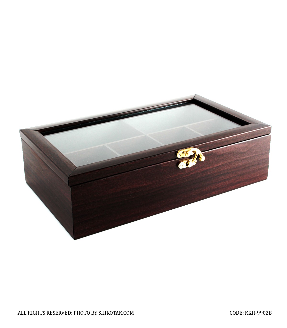 جعبه تی بگ شش خانه چوبی قهوه ای ساده