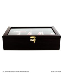 جعبه تی بگ شش خانه چوبی قهوه ای ساده