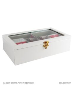 جعبه تی بگ چوبی سفید شش خانه ساده