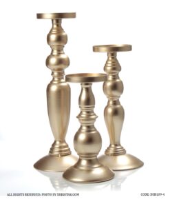 ست جاشمعی فلزی سه عددی رنگ برنزی