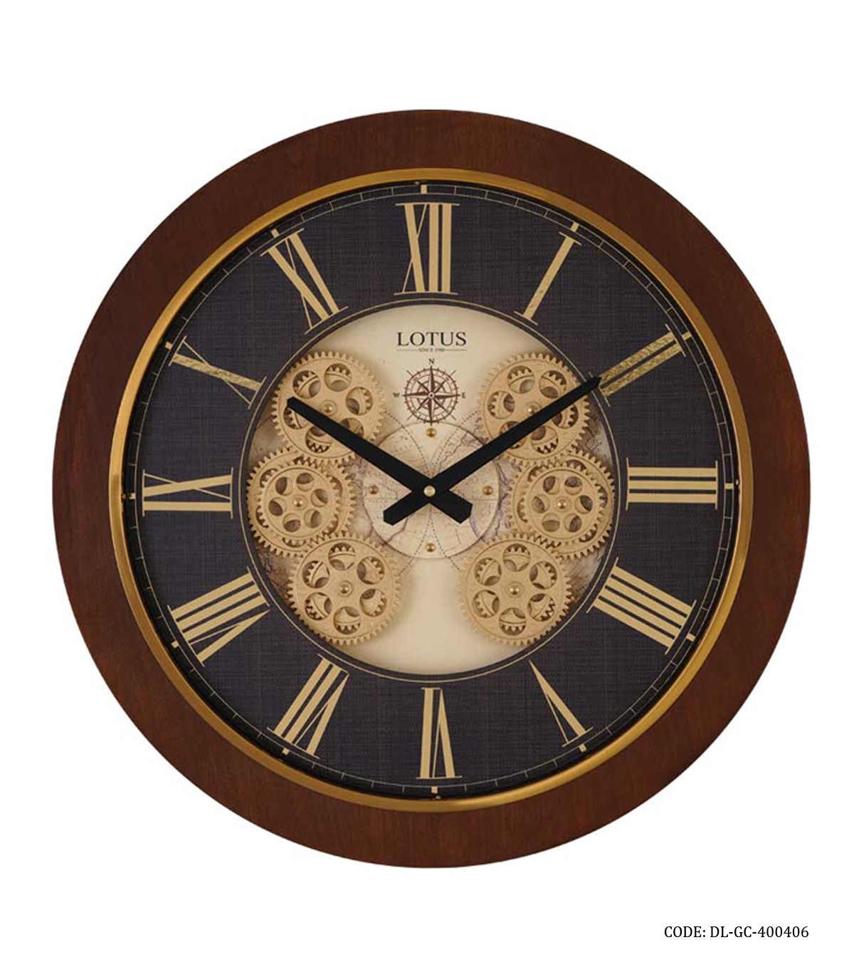 ساعت دیواری چوبی گرد لوتوس مدل BROOKLINE