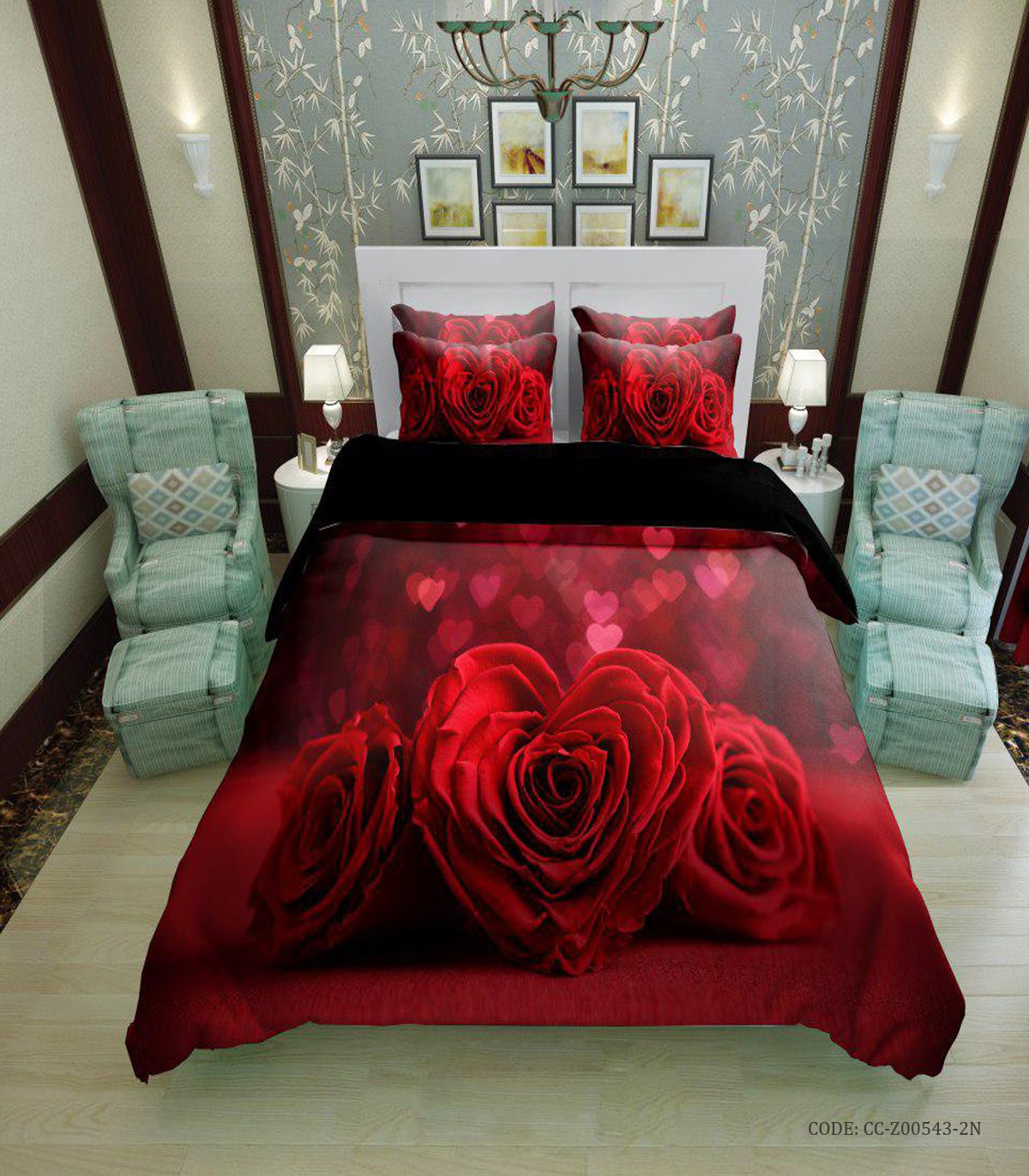 سرویس روتختی یک نفره نوجوان مدل رز سرخ