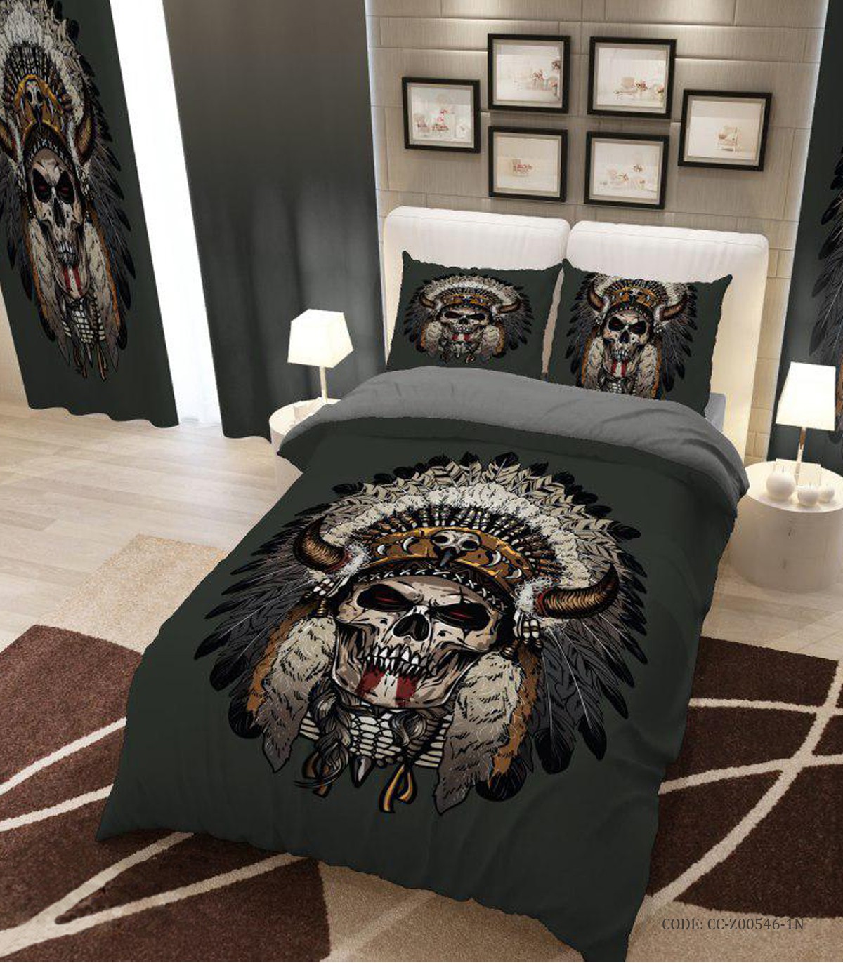 سرویس روتختی و لحاف دوختدار یک نفره پسرانه مدل اسکلت