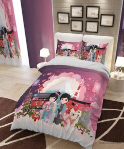 سرویس روتختی و ملحفه کشدار یک نفره دخترانه مدل china