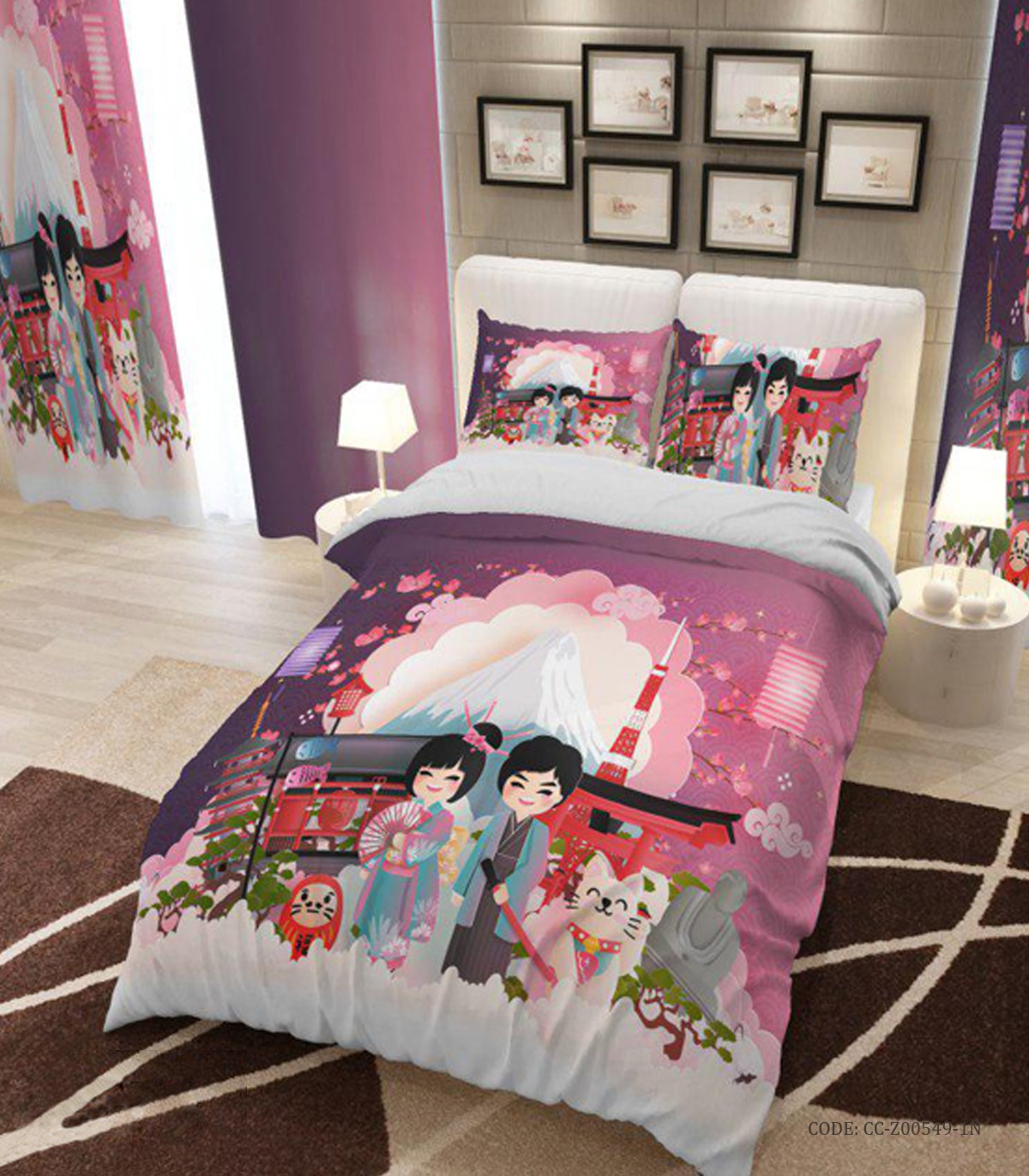 سرویس روتختی و ملحفه کشدار یک نفره دخترانه مدل china