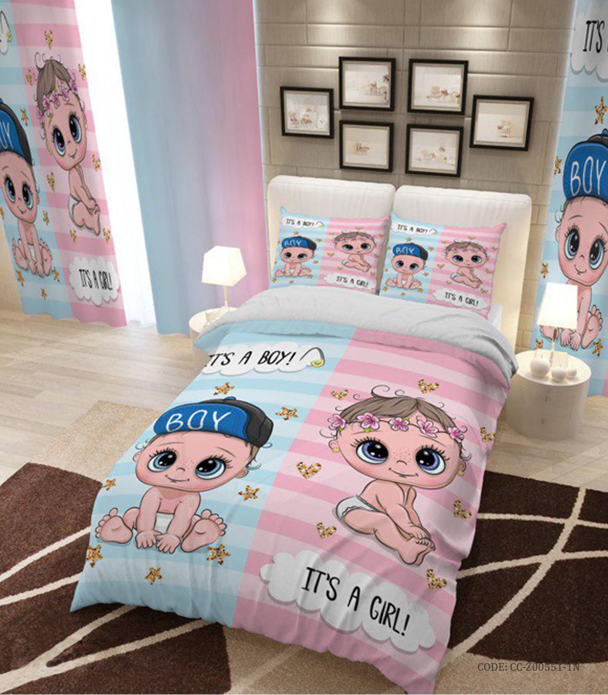 ست روتختی و ملحفه یک نفره دخترانه مدل girl and boy