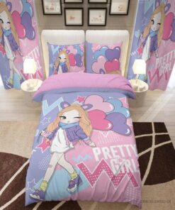 سرویس روتختی و ملحفه یک نفره دخترانه مدل pretty girl