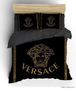 روتختی و ملحفه کشدار دو نفره طرح ورساچه طلایی