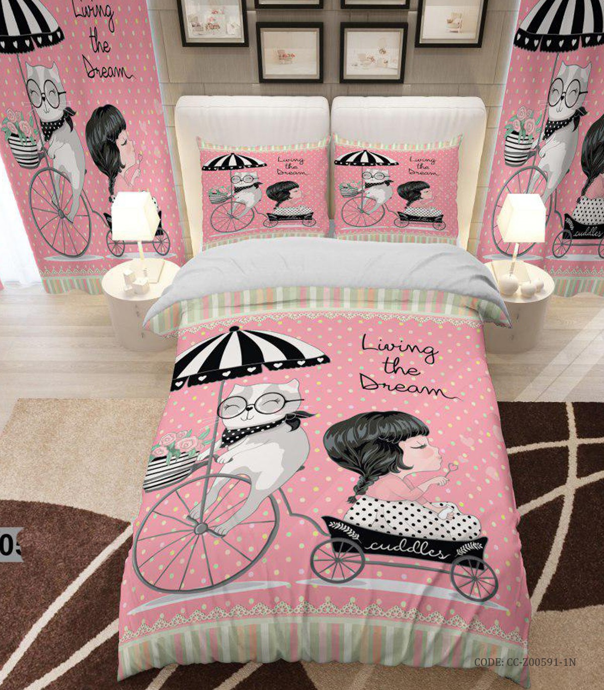 روتختی دخترانه صورتی یک نفره مدل Living the dream