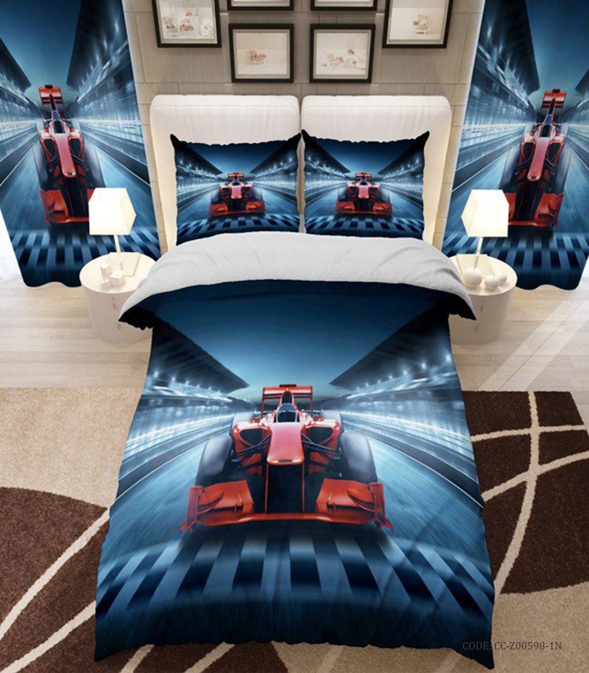 ست روتختی و ملحفه کشدار یک نفره مدل ماشین بازی