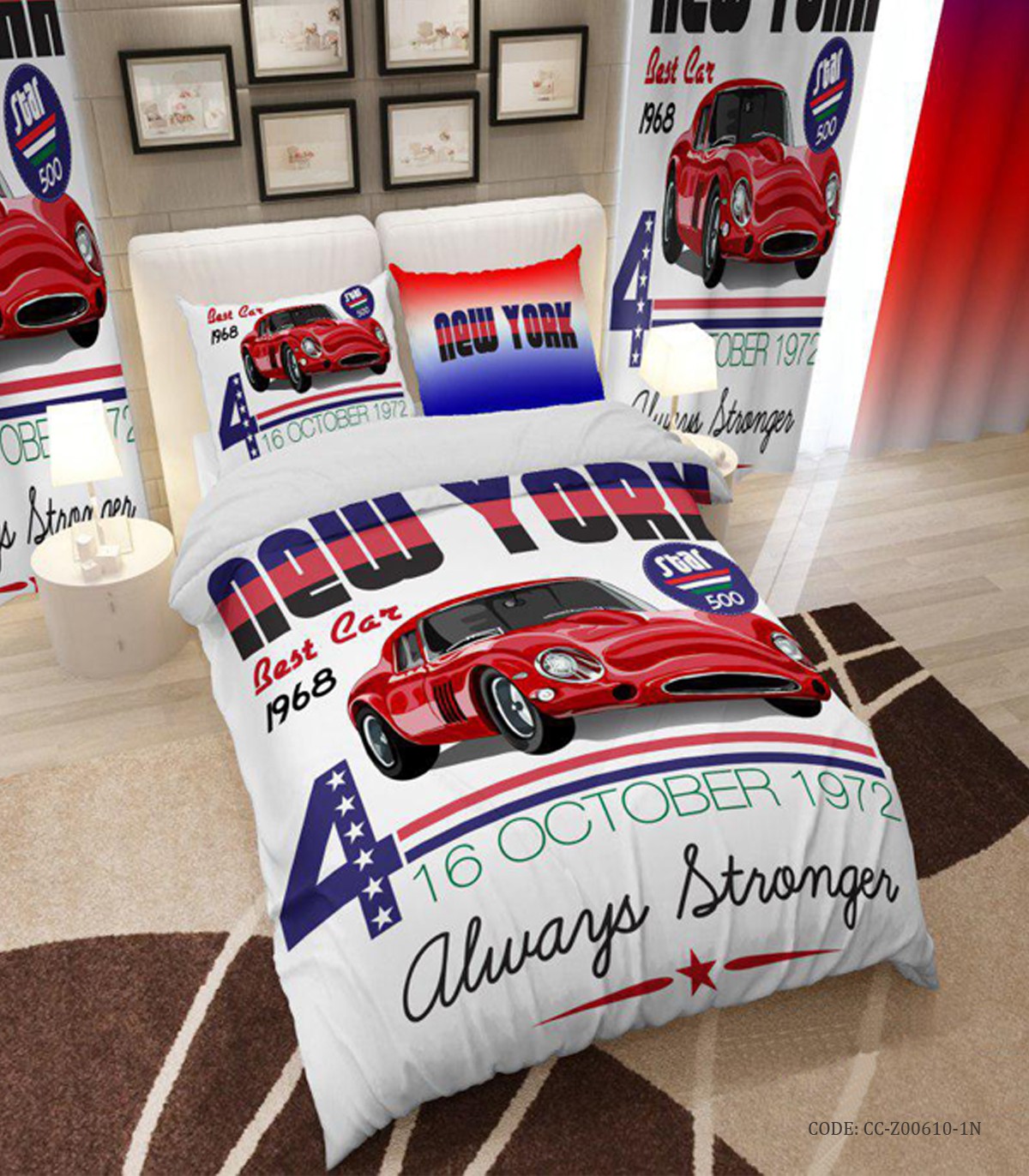 روتختی و لحاف دوختدار یک نفره مدل bost car