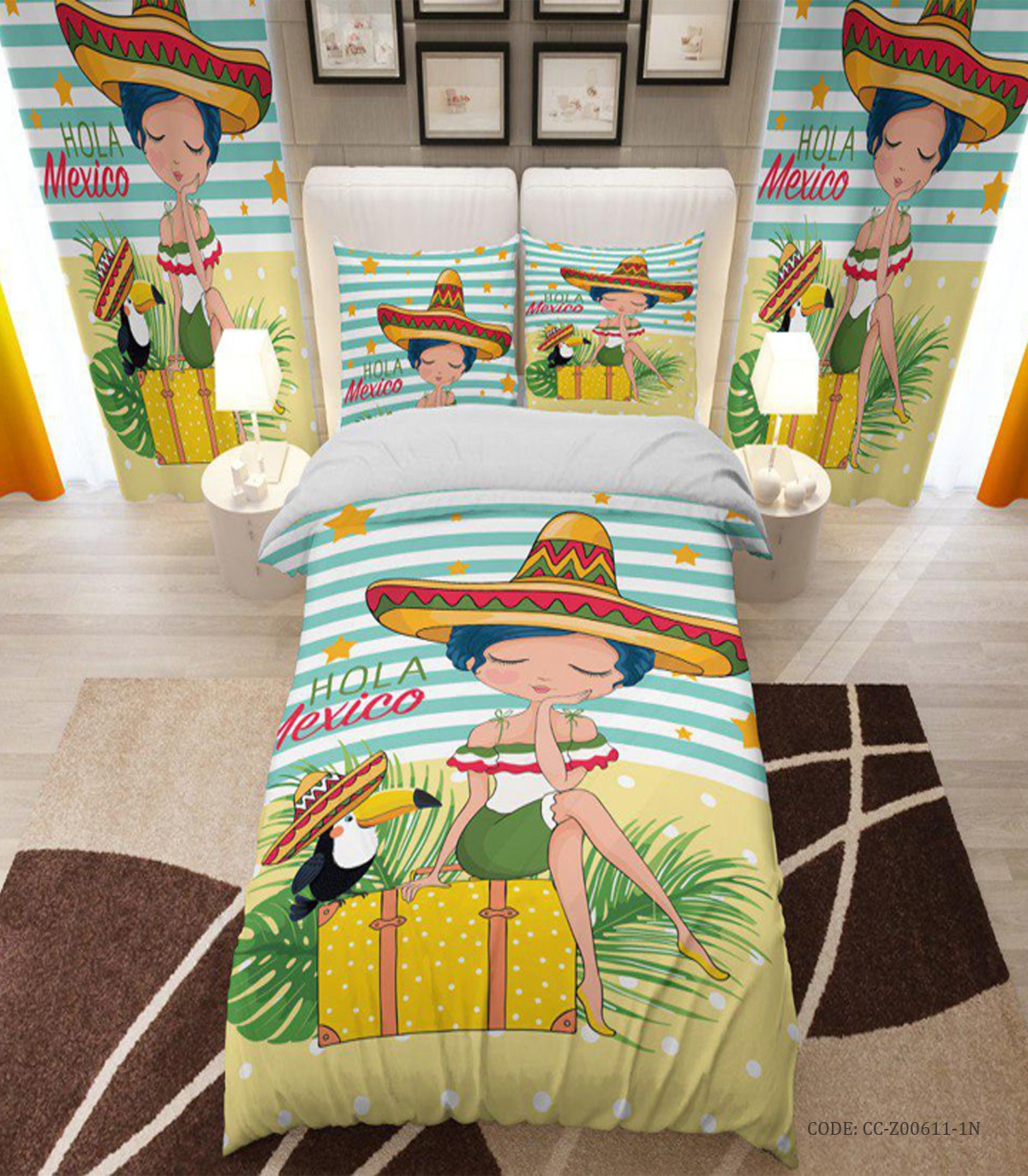 ست روتختی و لحاف دوختدار یک نفره مدل hold mexico