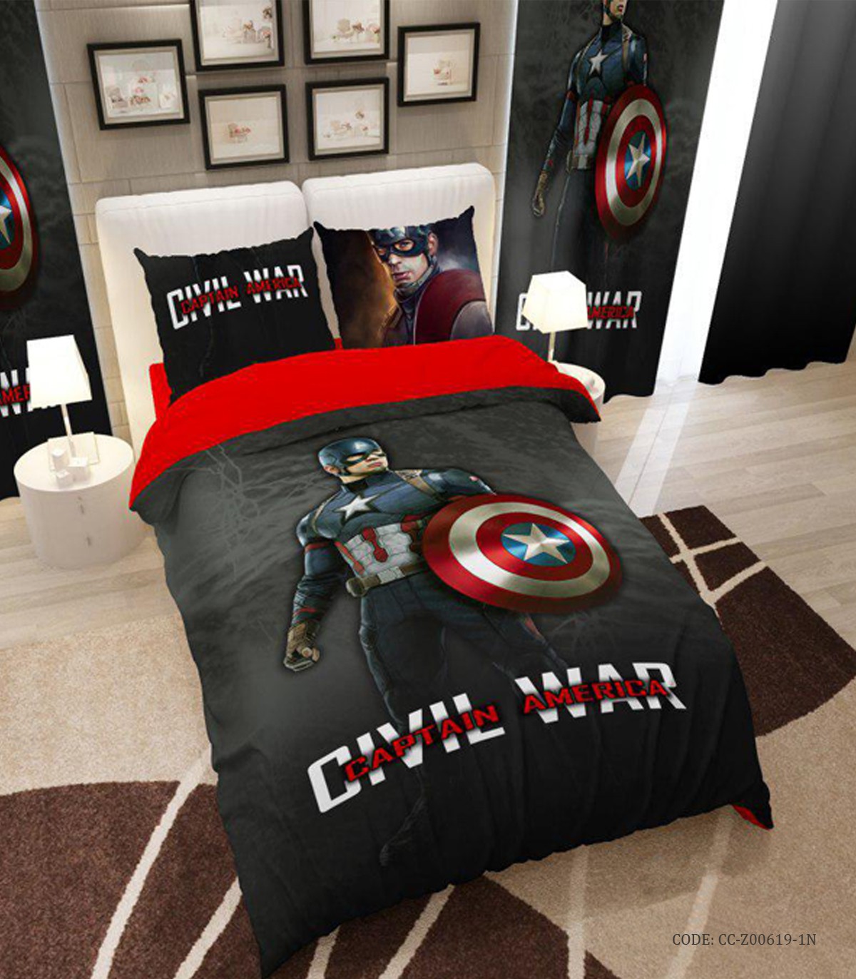 روتختی دخترانه یک نفره مدل CAPTAN AMERICA