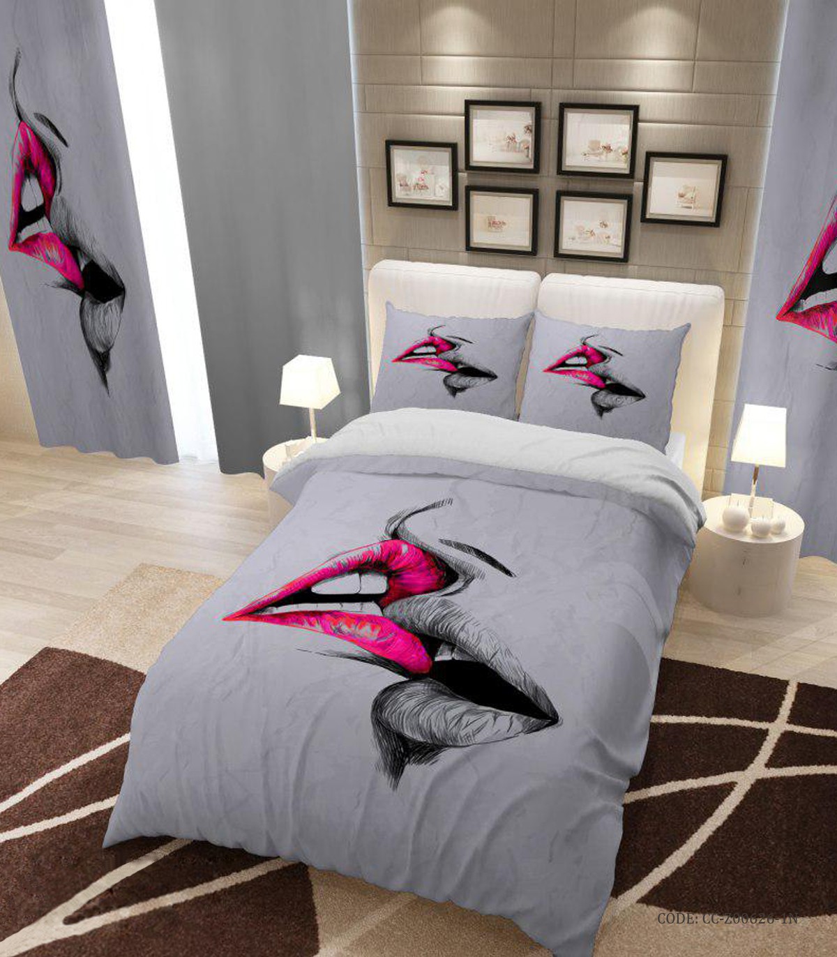 روتختی و ملحفه کشدار دخترانه یک نفره مدل LIPS