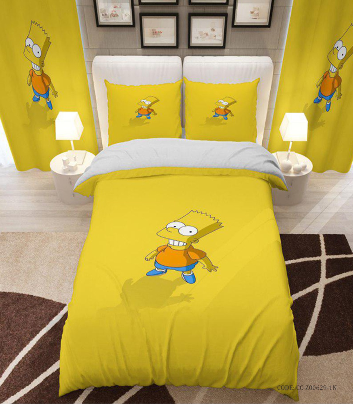 سرویس روتختی و ملحفه کشدار انیمیشنی یک نفره مدل بارت سیمپسون