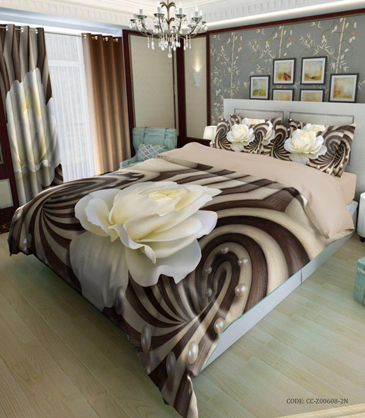 سرویس خواب روتختی و لحاف دوختدار مدل رز سفید