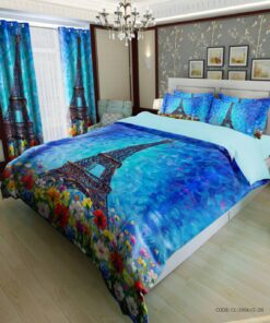 روتختی و ملحفه کشدار دو نفره مدل ایفل