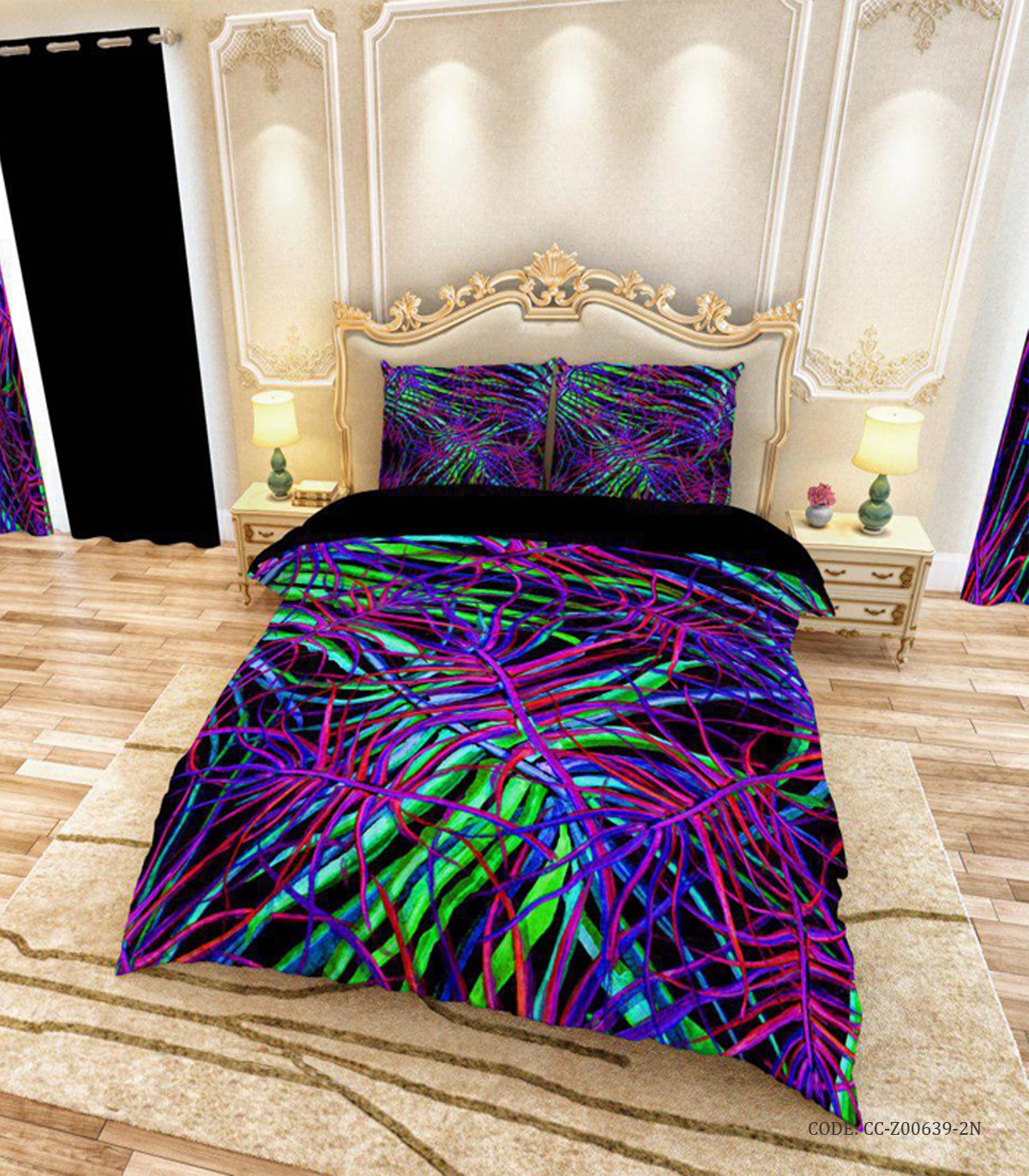 سرویس روتختی و لحاف دوختدار دو نفره مدل کوبیسم