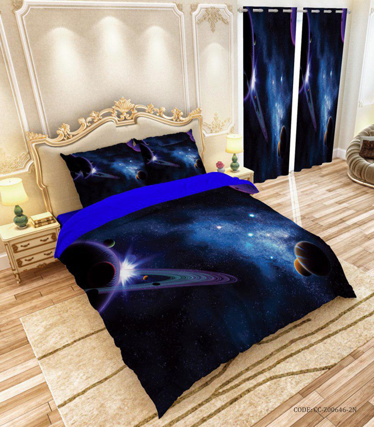 سرویس روتختی و ملحفه کشدار یک نفره مدل کهکشان