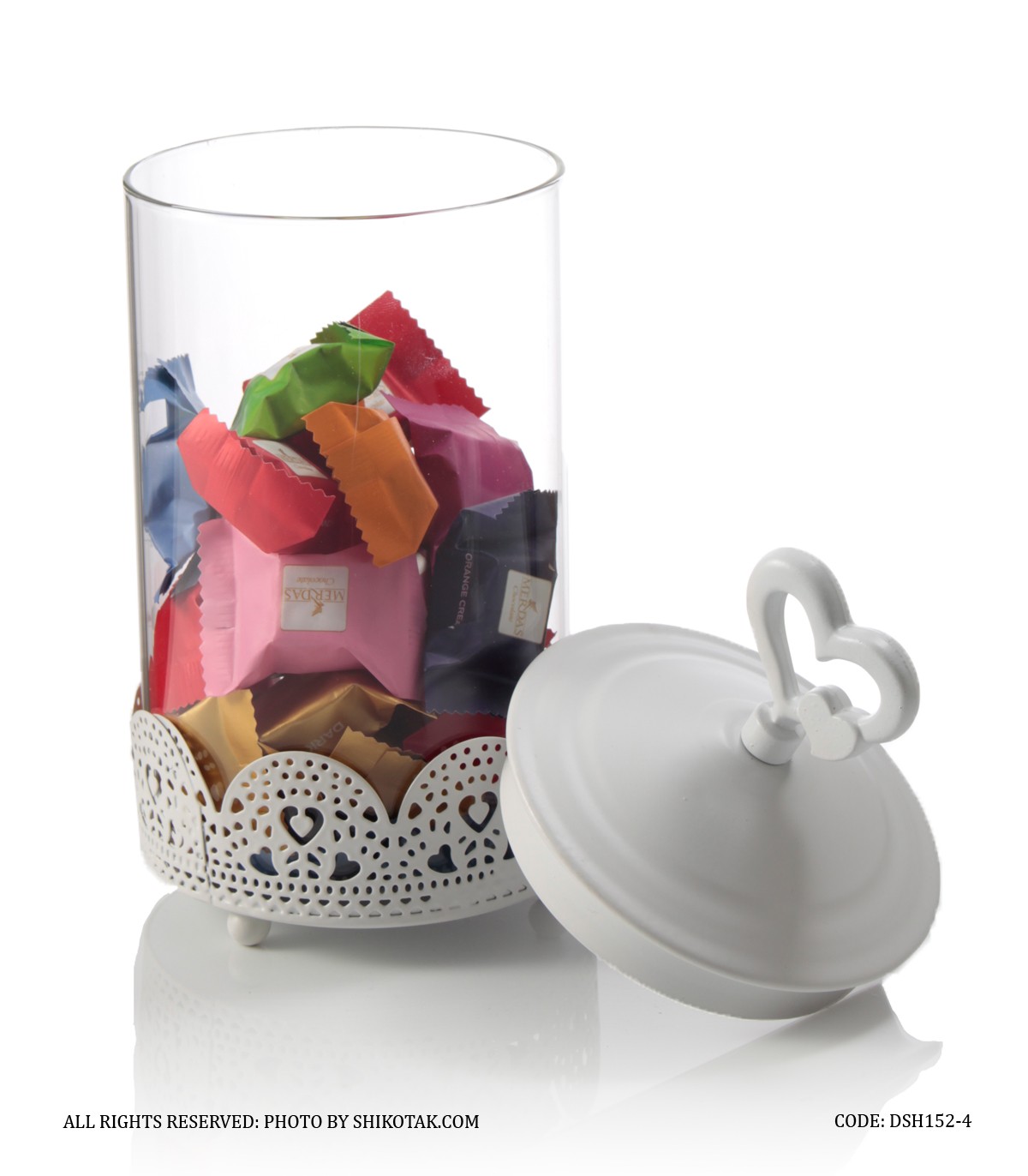 کندی باکس سفید در قلبی فلزی بدون پایه