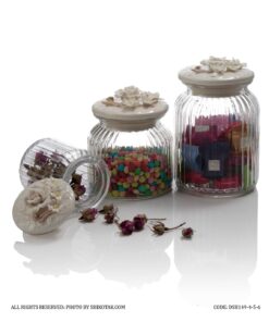 بانکه گل برجسته با درب سرامیکی گل سفید مدل بنفشه