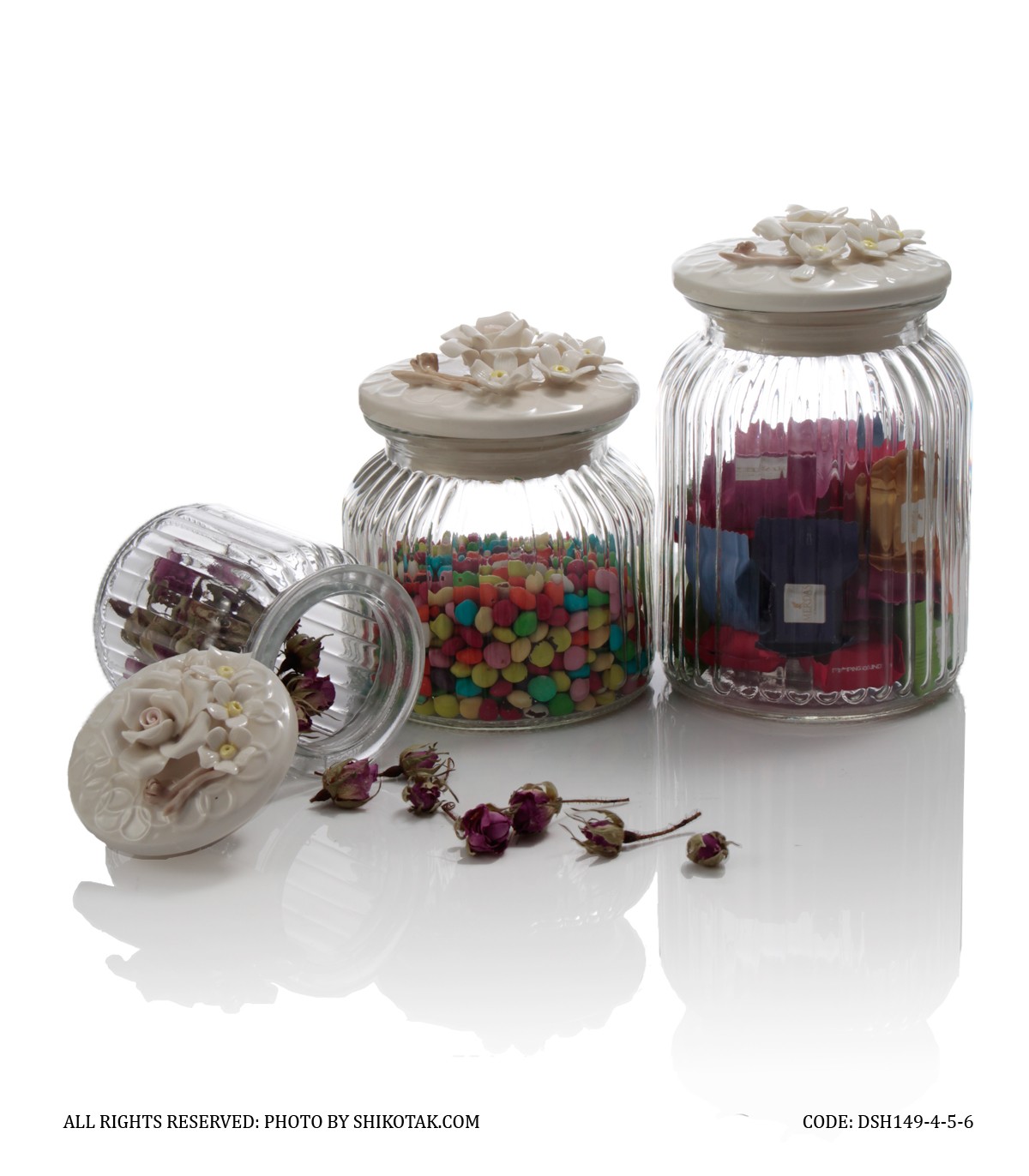 بانکه گل برجسته با درب سرامیکی گل سفید مدل بنفشه