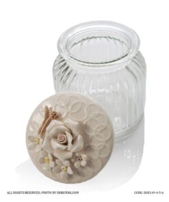 بانکه گل برجسته با درب سرامیکی گل سفید مدل بنفشه