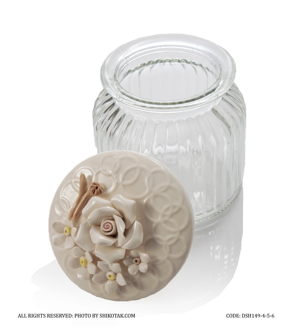 بانکه گل برجسته با درب سرامیکی گل سفید مدل بنفشه