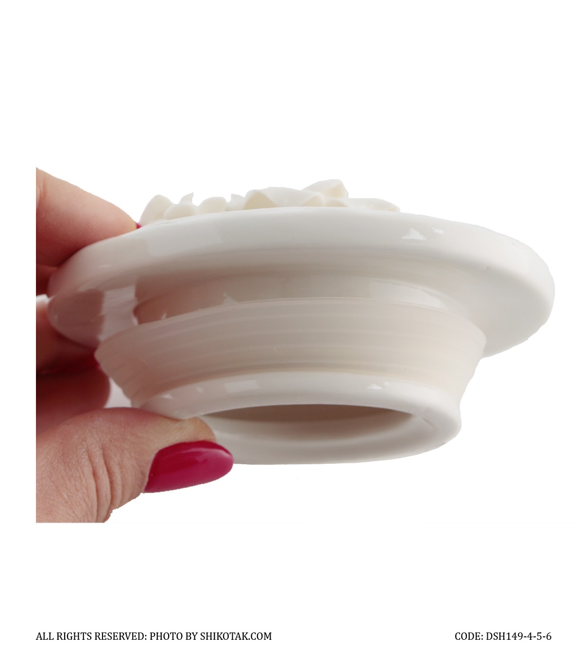 بانکه گل برجسته با درب سرامیکی گل سفید مدل بنفشه