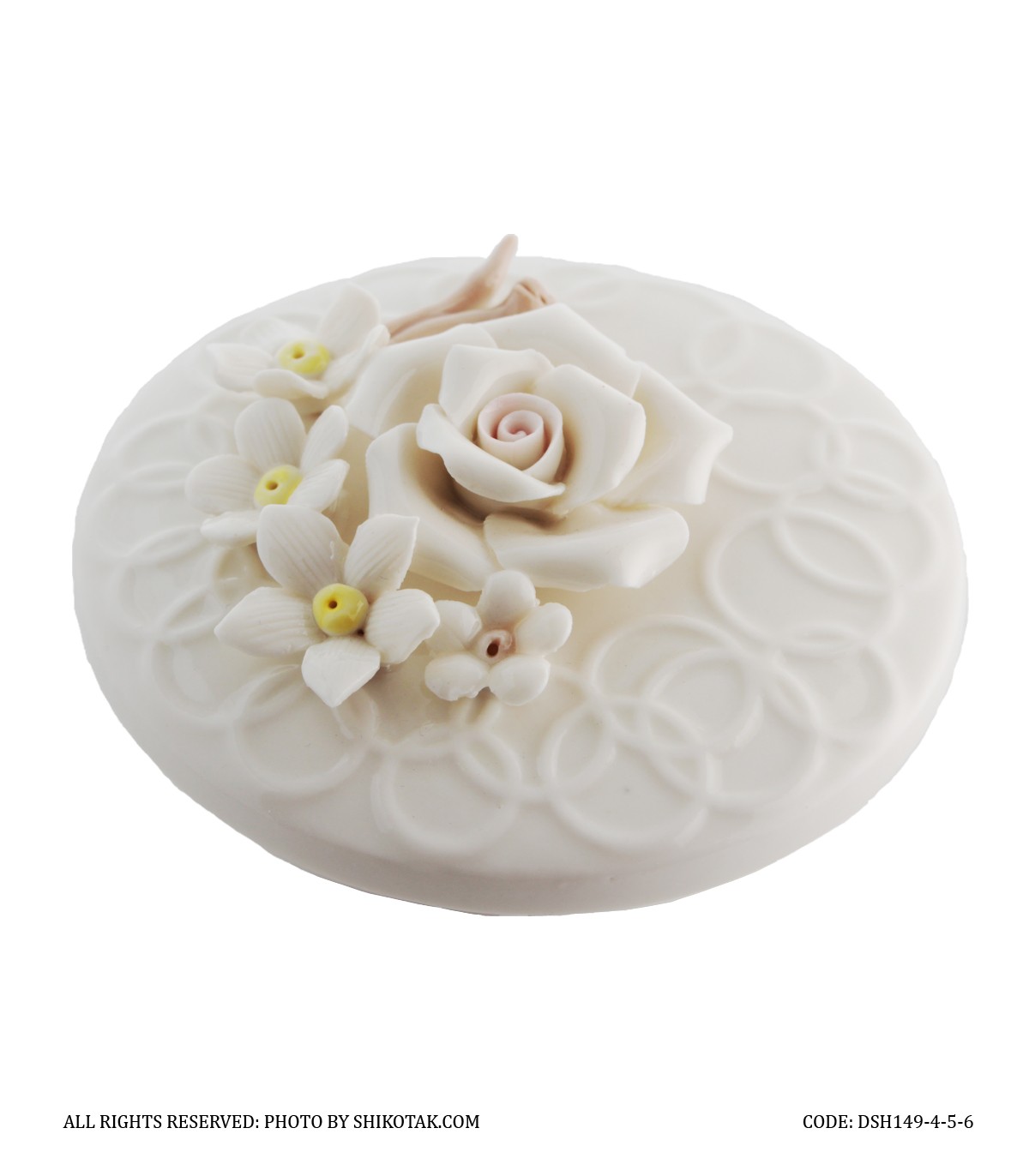 بانکه گل برجسته با درب سرامیکی گل سفید مدل بنفشه