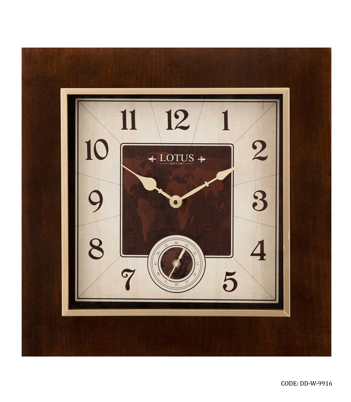 ساعت دیواری چوبی مربع مدل 9916