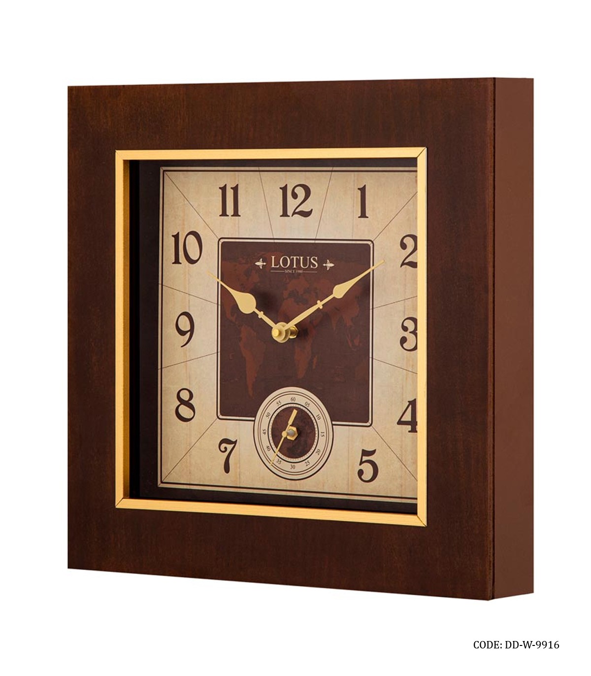ساعت دیواری چوبی مربع مدل 9916