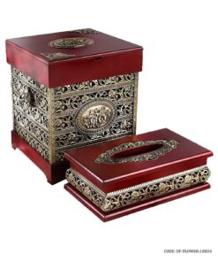 ست سطل و جادستمالی ام دی اف ماهاگونی  طرح نهال