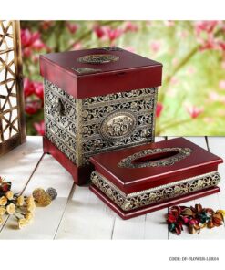 ست سطل و جادستمالی ام دی اف ماهاگونی  طرح نهال