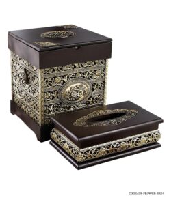 ست سطل و جادستمالی ام دی اف قهوه ای طرح نهال