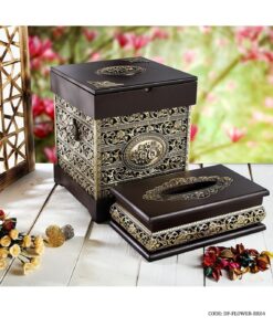 ست سطل و جادستمالی ام دی اف قهوه ای طرح نهال