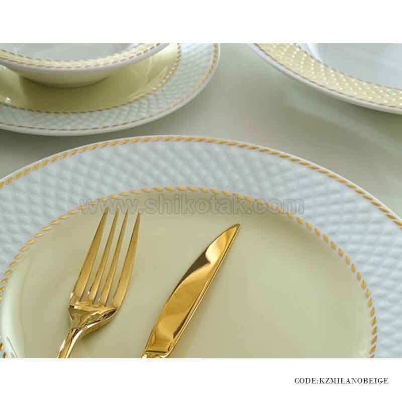 ظروف چینی زرین 6 نفره زرین طرح میلانو کرم