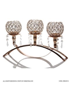 جاشمعی پایه دار کریستالی 3 شعله هلالی