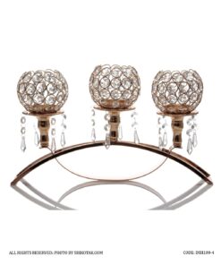 جاشمعی پایه دار کریستالی 3 شعله هلالی